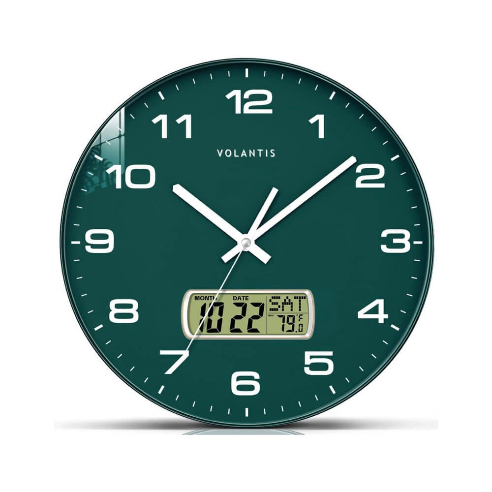 Volantis Non Ticking Silent Wall Clock with LCD Display