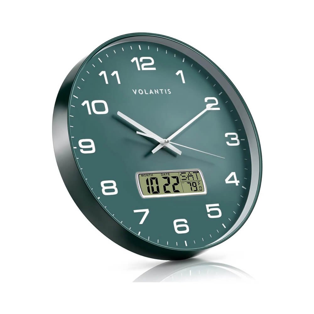 Volantis Non Ticking Silent Wall Clock with LCD Display
